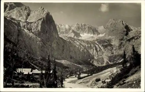 Ak Grainau in Oberbayern, Höllentalangerhütte, Höllental Angerhütte, Höllentalhütte, Panorama