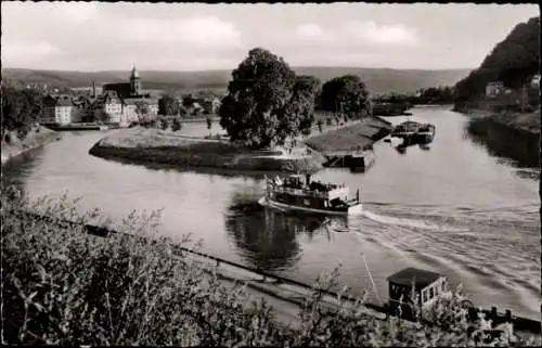 Ak Hann. Münden in Niedersachsen, Zusammenfluss von Werra und Fulda, Flussdampfer