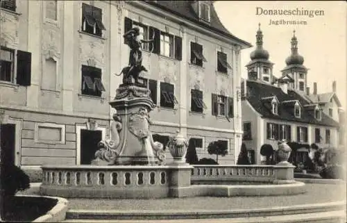 Ak Donaueschingen im Schwarzwald, Jagdbrunnen