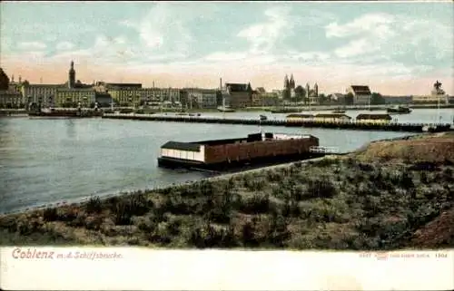 Ak Koblenz in Rheinland Pfalz, Blick zur Schiffsbrücke