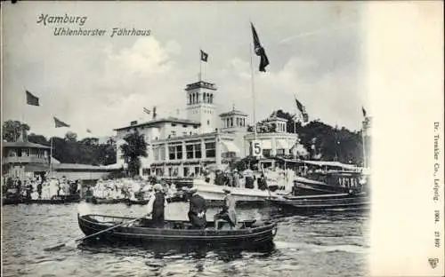 Ak Hamburg Nord Uhlenhorst, Uhlenhorster Fährhaus, Ruderboot