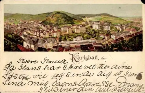 Ak Karlsbad, Totalansicht der Stadt, Gebäude, Berge