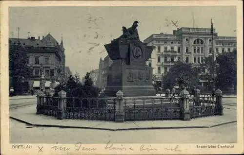 Ak Wrocław Breslau Schlesien, Tauentzien Denkmal