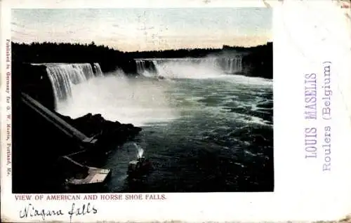 Ak New York USA, Amerikaner und Horse Shoe Falls