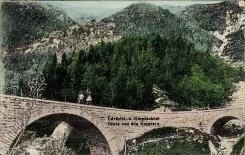 Ak Karpaten Ungarn, Brücke, Wald