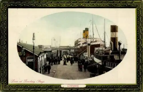 Passepartout Ak Liverpool Merseyside England, Linienschiff an der Anlegestelle