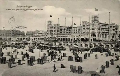 Ak Scheveningen Den Haag Südholland, Strand, Hotels