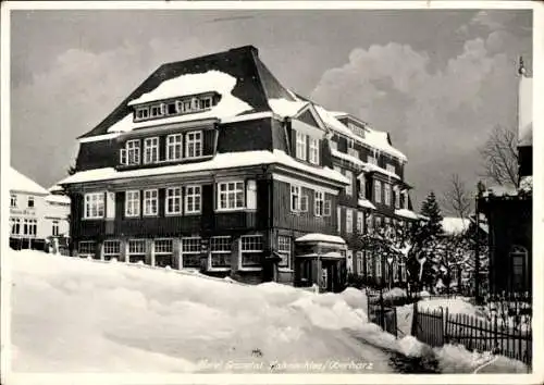 Ak Hahnenklee Bockswiese Goslar im Harz, Hotel Granetal im Winter