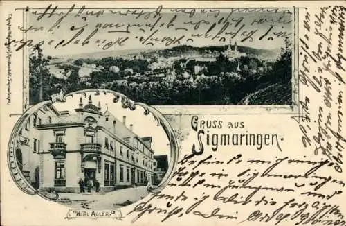 Ak Sigmaringen an der Donau, Gesamtansicht, Hotel Adler