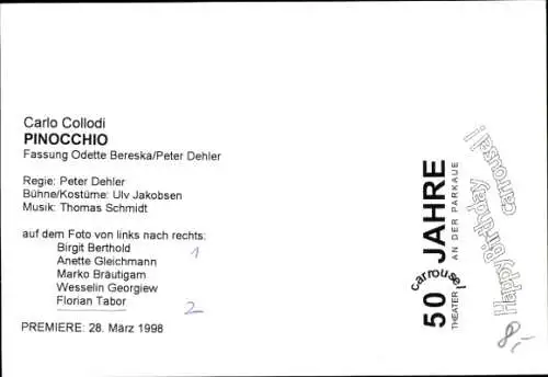 Ak Schauspieler Carlo Collodi, Theaterszene Pinocchio, Autogramm