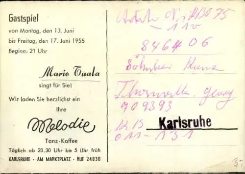 Ak Sänger Mario Tuala, Portrait mit Gitarre, Autogramm