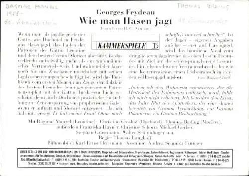 Ak Schauspieler D. Manzel, C. Grashof, T. Bading, Szene Wie man Hasen jagt, Autogramme