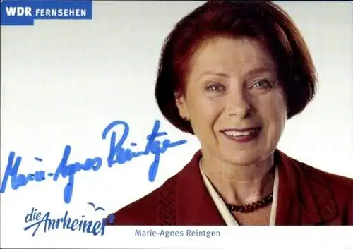 Ak Schauspielerin Marie-Agnes Reintgen, Portrait als Elisabeth Küppers in Anrheiner, Autogramme