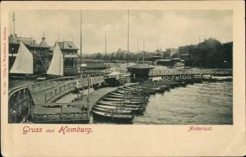 Ak Hamburg Mitte St. Georg, Alsterlust, Bootsanlegestelle