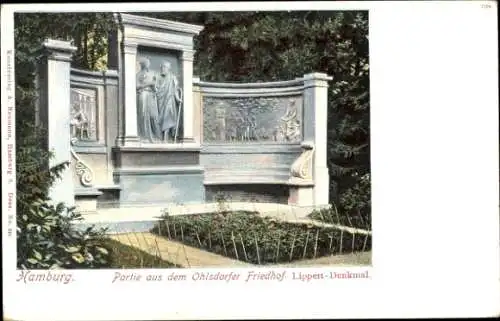 Ak Hamburg Nord Ohlsdorf, Das Lippert Denkmal auf dem Friedhof