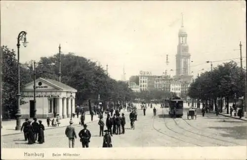 Ak Hamburg Mitte St. Pauli, Straßenpartie beim Millerntor, Straßenbahn