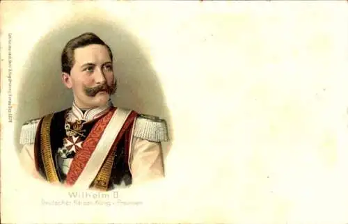 Litho Kaiser Wilhelm II., Porträt in Uniform