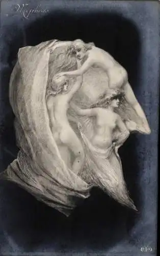 Ak Mephisto, nackte Frauen, Metamorphose