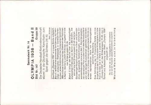 Sammelbild Olympia 1936, Deutsche Handball Nationalmannschaft
