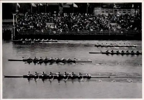 Sammelbild Olympia 1936, Ruderwettkampf, Entscheidungslauf der Achter