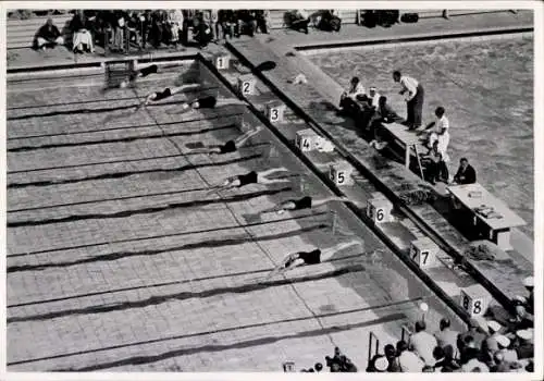 Sammelbild Olympia 1936, 100m Freistilschwimmen der Frauen