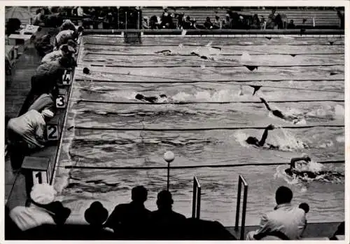 Sammelbild Olympia 1936, 100m Rückenschwimmen, Adolf Kiefer, van de Weghe