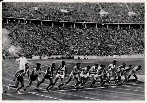 Sammelbild Olympia 1936, 1500m Lauf, Start, Schaumburg, Böttcher