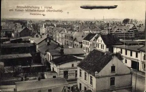 Ak Brunsbüttelkoog Brunsbüttel in Dithmarschen, Panorama, Zeppelin