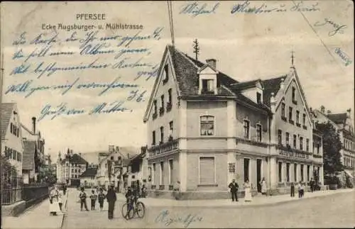 Ak Pfersee Augsburg in Schwaben, Augsbuger- und Mühlstraße, Gasthof zum bayrischen Hof