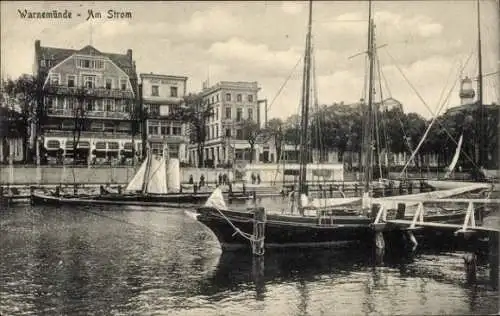 Ak Warnemünde Rostock in Mecklenburg, Strom, Segelschiff