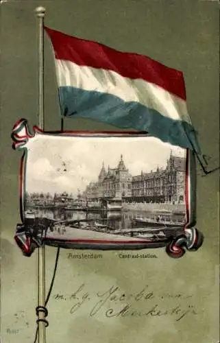 Passepartout Ak Amsterdam Nordholland Niederlande, Hauptbahnhof