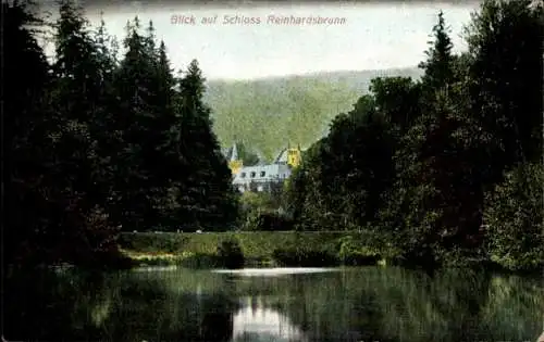 Ak Reinhardsbrunn Friedrichroda im Thüringer Wald, Schloss Reinhardsbrunn, Teich