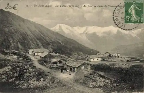 Ak Lanslebourg Savoie, La Turra, Au fond, le Dome de Chasseforet