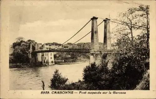 Ak Carbonne, Pont suspendu sur la Garonne