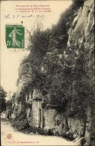 Ak Les Rochers de Saint-Remy, La Grotte de N.-D. de Lourdes