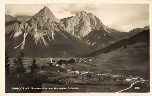 Ak Lermoos in Tirol, Totale mit Sonnenspitze und Wampeten Schroten