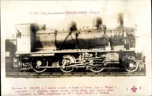 Ak Les Locomotives Francaises, Etat, Machine 130-609, Französische Eisenbahn