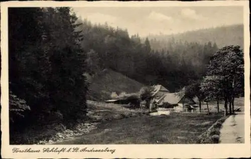 Ak Sankt Andreasberg Braunlage im Oberharz, Forsthaus Schluft