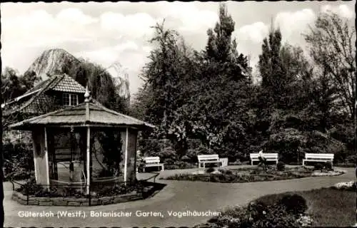 Ak Gütersloh in Westfalen, Botanischer Garten, Vogelhäuschen