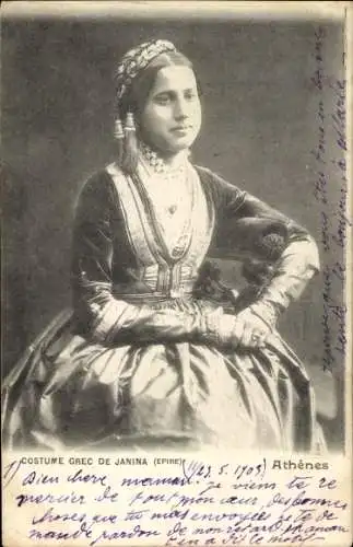 Ak Costume Grec de Janina Epire, Athen Griechenland, Frau in Tracht