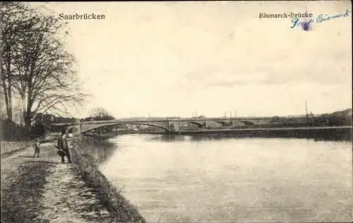 Ak Saarbrücken im Saarland, Bismarck-Brücke