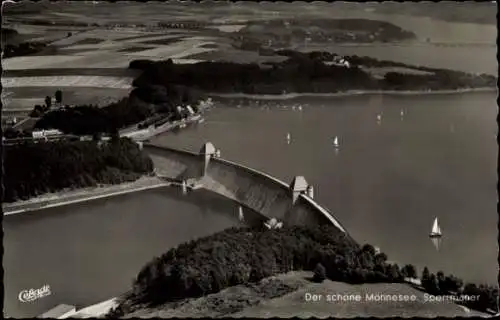 Ak Möhnesee in Westfalen, Möhnetalsperre, Fliegeraufnahme