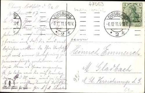 Ak Duisburg, Hafen, Männer im Ruderboot