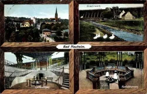 Ak Bad Nauheim in Hessen, Totalansicht, Gradirwerk, Kurbrunnen, Karlsbrunnen