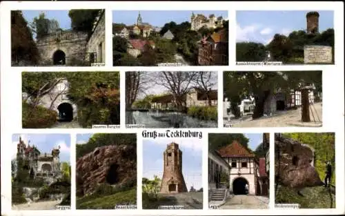 Ak Tecklenburg in Westfalen, Burgtor, Wierturm, Hexenküche, Bismarckturm, Heidentempel