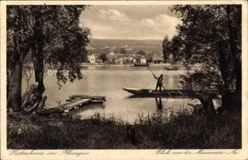 Ak Hattenheim Eltville am Rhein Hessen, Teilansicht, Blick von der Mariannen-Au