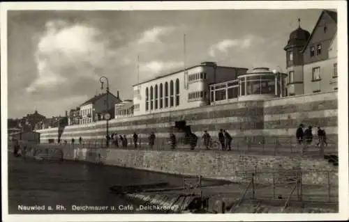 Ak Neuwied am Rhein, Deichmauer, Café Deichkrone