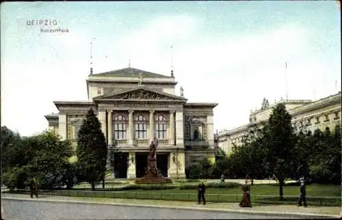 Ak Leipzig in Sachsen, Konzerthaus, Statue