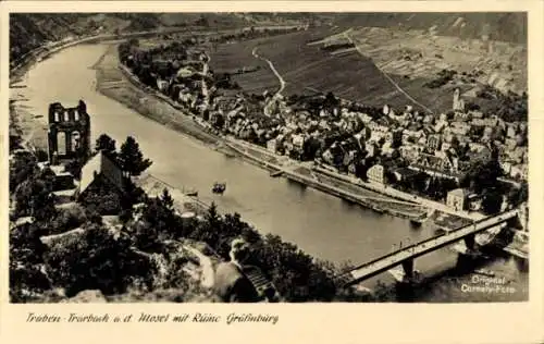 Ak Traben Trarbach an der Mosel, Gesamtansicht, Brücke, Ruine Grevenburg