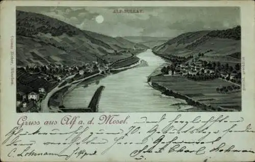 Ak Alf an der Mosel, Bullay, Panorama, Mond